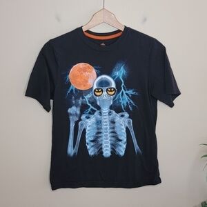 Halloween Skeleton Full Moon Short Sleeve Tee